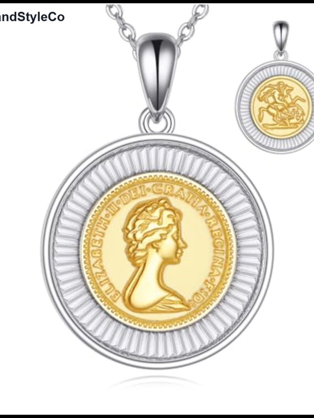 Vintage Textured Coin Necklace for Women 925 Sterling Silver Round Medallion